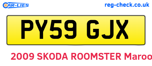PY59GJX are the vehicle registration plates.