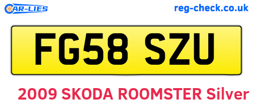 FG58SZU are the vehicle registration plates.