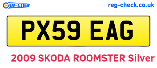 PX59EAG are the vehicle registration plates.