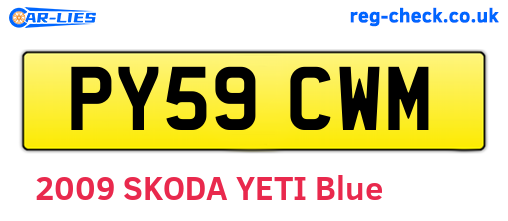 PY59CWM are the vehicle registration plates.