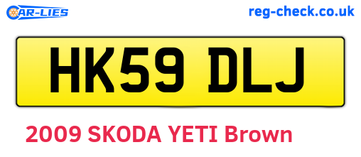 HK59DLJ are the vehicle registration plates.