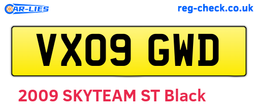 VX09GWD are the vehicle registration plates.