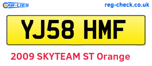 YJ58HMF are the vehicle registration plates.