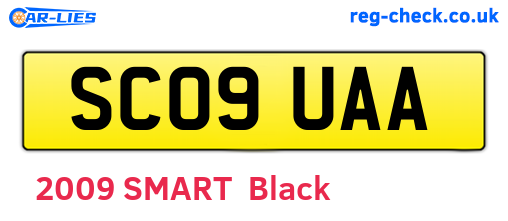 SC09UAA are the vehicle registration plates.