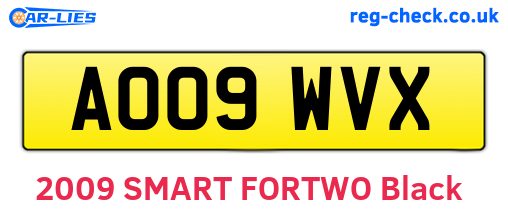 AO09WVX are the vehicle registration plates.