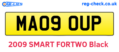 MA09OUP are the vehicle registration plates.