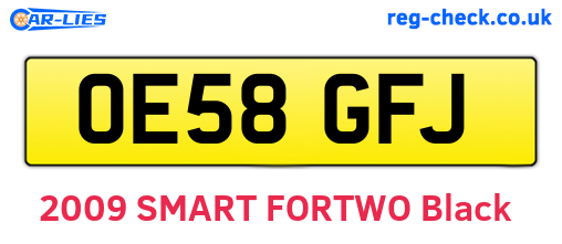 OE58GFJ are the vehicle registration plates.