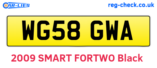 WG58GWA are the vehicle registration plates.
