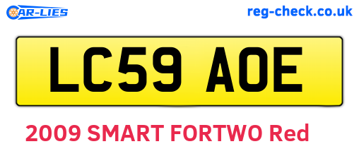 LC59AOE are the vehicle registration plates.