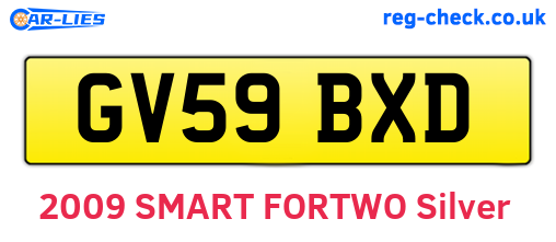 GV59BXD are the vehicle registration plates.