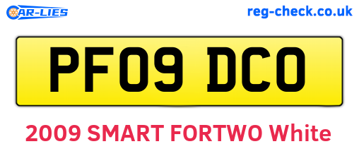 PF09DCO are the vehicle registration plates.