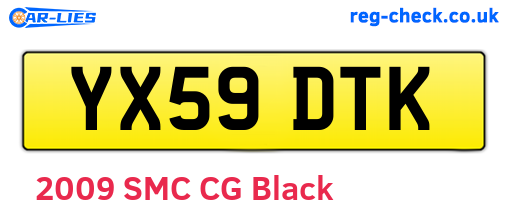 YX59DTK are the vehicle registration plates.