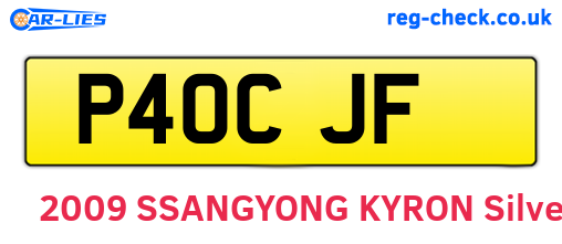 P40CJF are the vehicle registration plates.