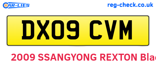 DX09CVM are the vehicle registration plates.