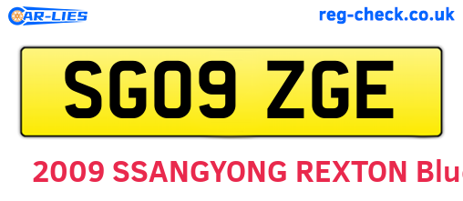 SG09ZGE are the vehicle registration plates.