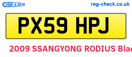 PX59HPJ are the vehicle registration plates.