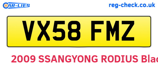 VX58FMZ are the vehicle registration plates.