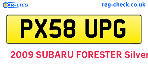 PX58UPG are the vehicle registration plates.