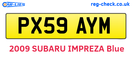 PX59AYM are the vehicle registration plates.