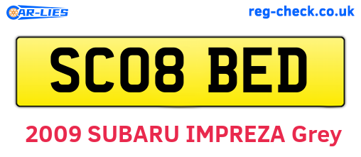 SC08BED are the vehicle registration plates.
