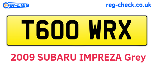 T600WRX are the vehicle registration plates.