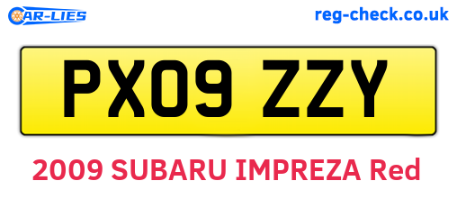 PX09ZZY are the vehicle registration plates.