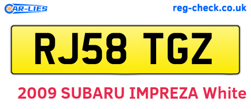 RJ58TGZ are the vehicle registration plates.