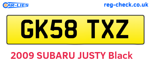 GK58TXZ are the vehicle registration plates.