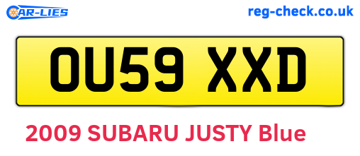 OU59XXD are the vehicle registration plates.