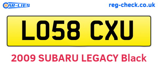 LO58CXU are the vehicle registration plates.