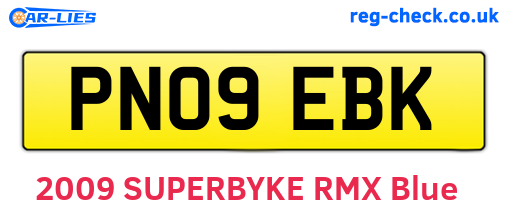 PN09EBK are the vehicle registration plates.