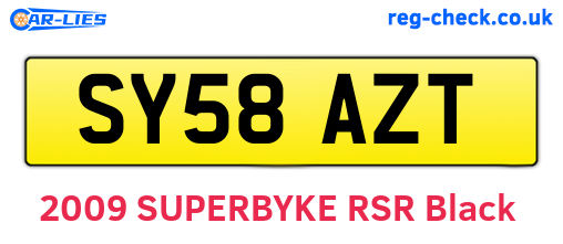 SY58AZT are the vehicle registration plates.