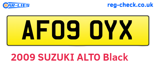 AF09OYX are the vehicle registration plates.