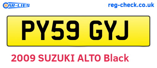 PY59GYJ are the vehicle registration plates.