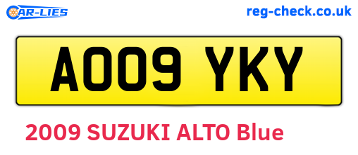 AO09YKY are the vehicle registration plates.