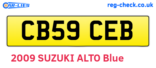 CB59CEB are the vehicle registration plates.