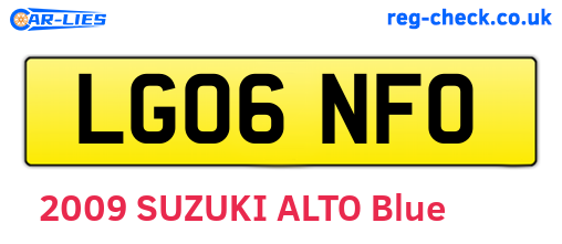 LG06NFO are the vehicle registration plates.