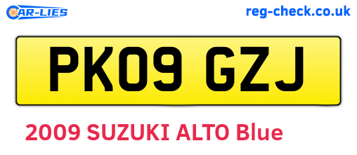 PK09GZJ are the vehicle registration plates.
