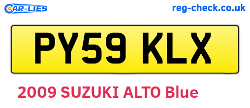 PY59KLX are the vehicle registration plates.