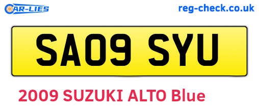 SA09SYU are the vehicle registration plates.