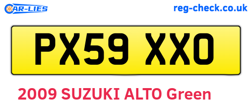 PX59XXO are the vehicle registration plates.