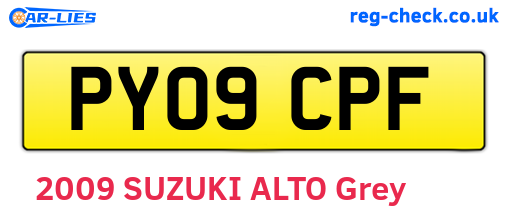 PY09CPF are the vehicle registration plates.