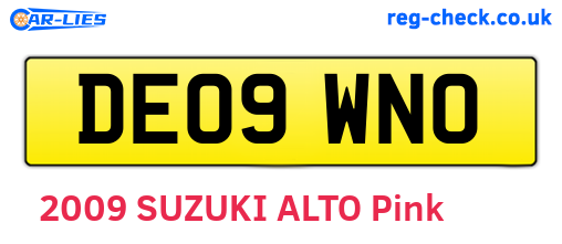 DE09WNO are the vehicle registration plates.
