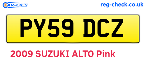 PY59DCZ are the vehicle registration plates.
