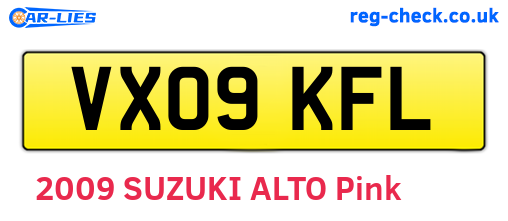 VX09KFL are the vehicle registration plates.