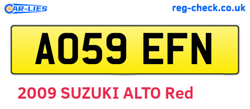AO59EFN are the vehicle registration plates.