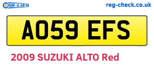 AO59EFS are the vehicle registration plates.