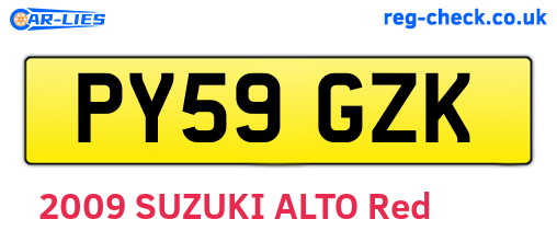 PY59GZK are the vehicle registration plates.