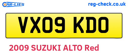VX09KDO are the vehicle registration plates.