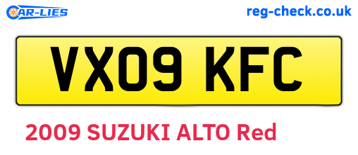 VX09KFC are the vehicle registration plates.